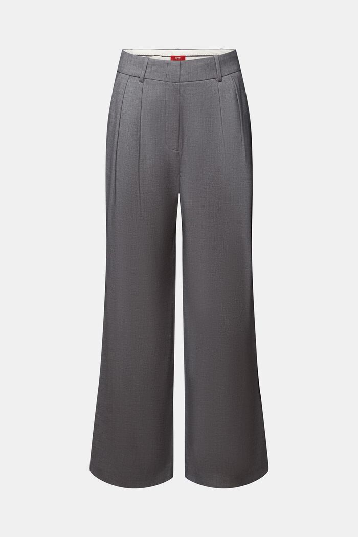 Geplisseerde broek met wijde pijpen en hoge taille, MEDIUM GREY, detail image number 6