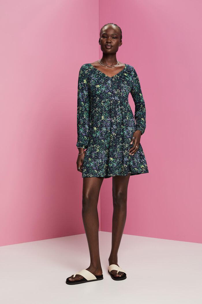 Jersey mini-jurk van crêpe, LENZING™ ECOVERO™, NAVY, detail image number 4