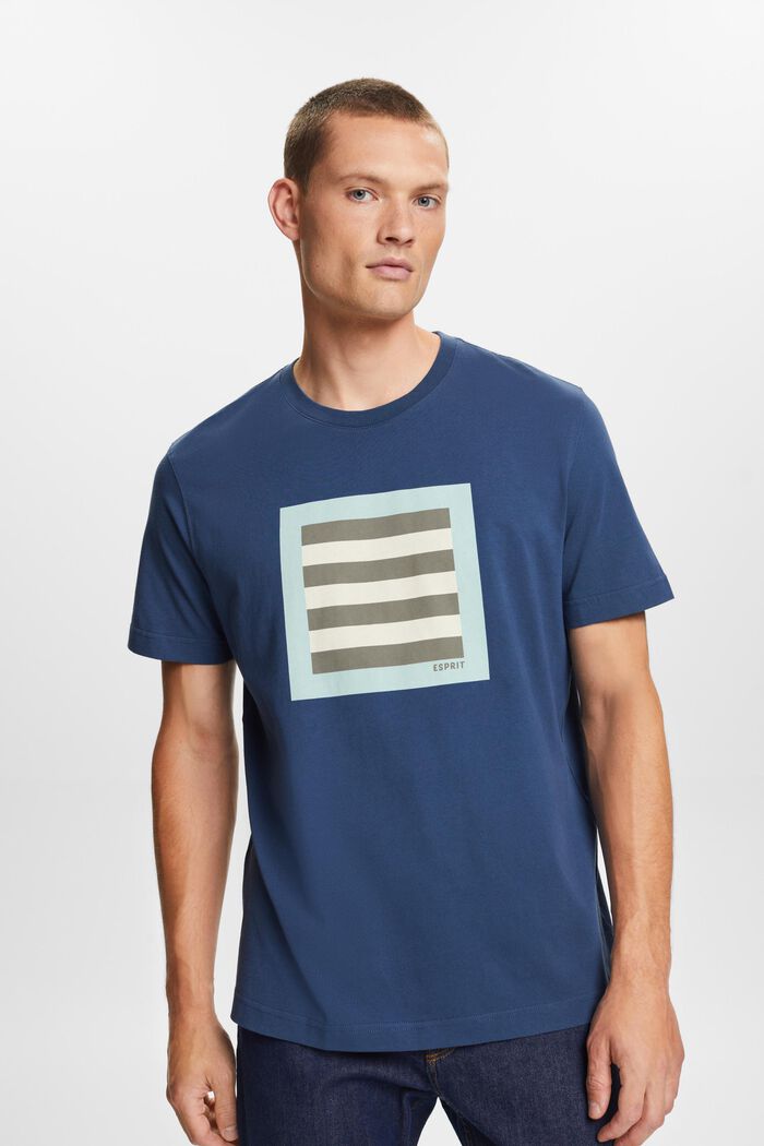 Grafisch T-shirt van katoen-jersey, GREY BLUE, detail image number 0