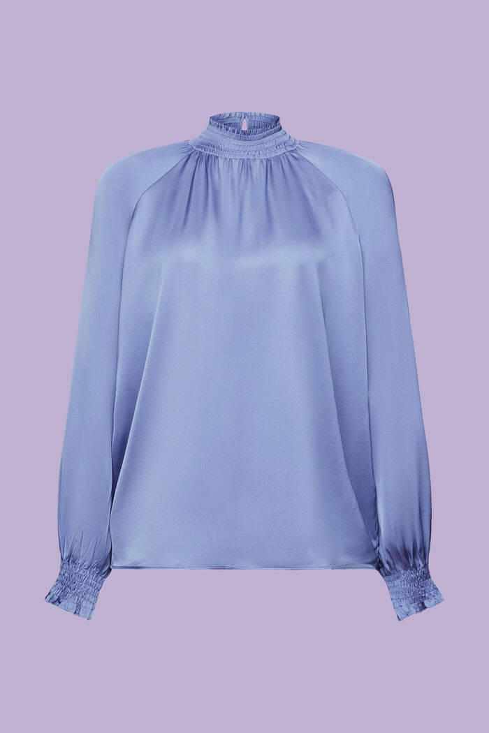Gesmokte satijnen blouse, BLUE LAVENDER, detail image number 6