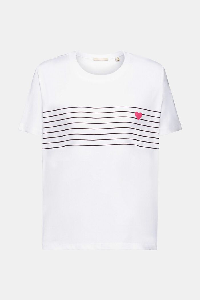 T-shirt met hartprint, WHITE, detail image number 6