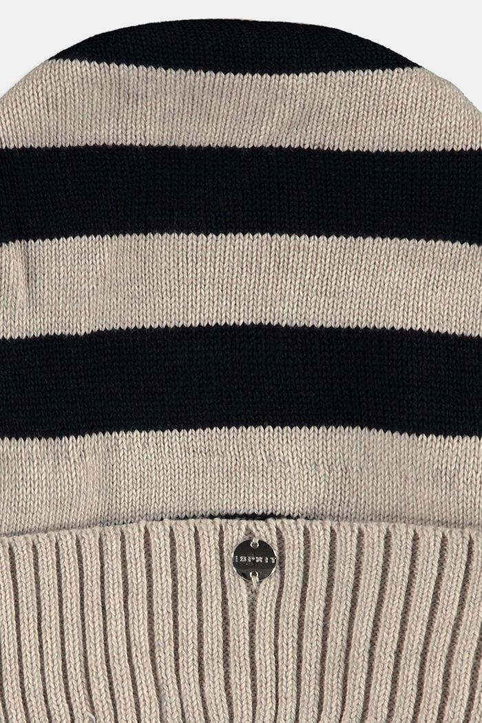 Gebreide beanie met strepen, NAVY, detail image number 2