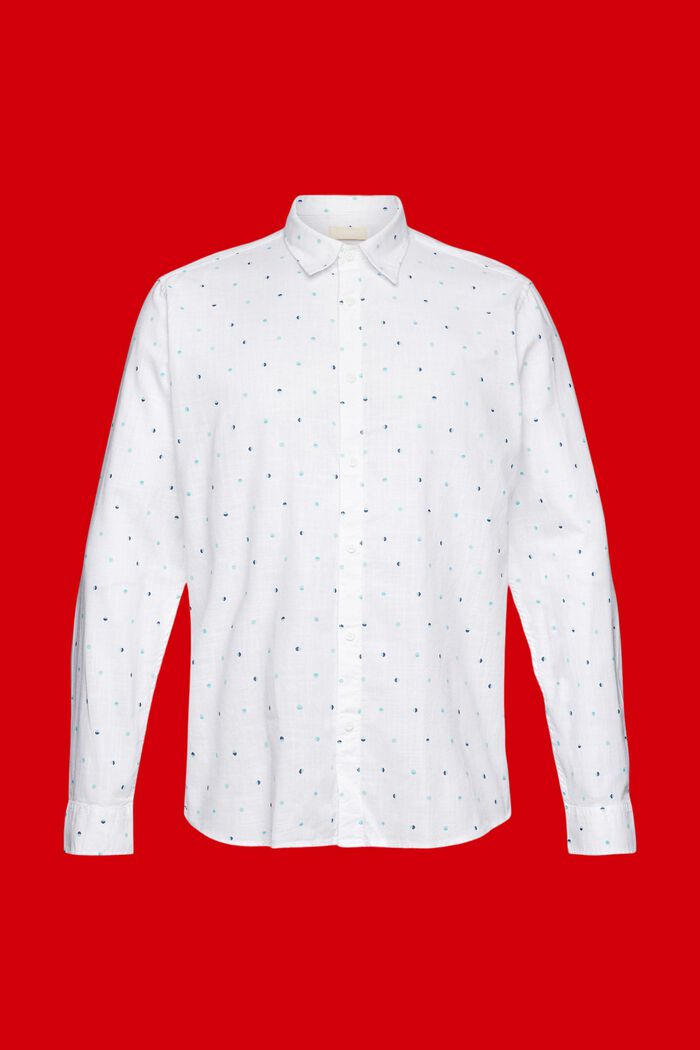 Overhemd van slubkatoen met stippenmotief, WHITE, detail image number 5