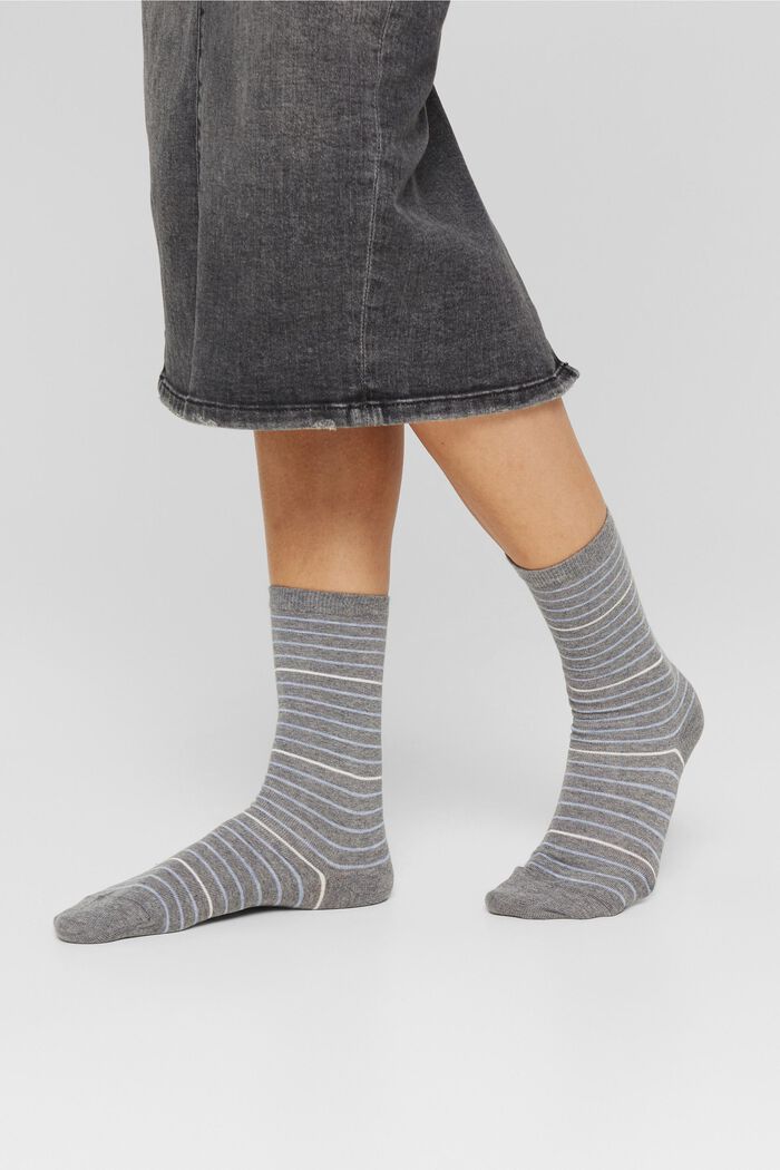 2 paar sokken van een mix met biologisch katoen, LIGHT GREY MELANGE, detail image number 2