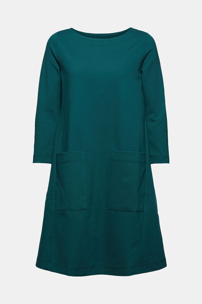 Uitlopende jersey jurk, LENZING™ ECOVERO™, DARK TEAL GREEN, detail image number 9