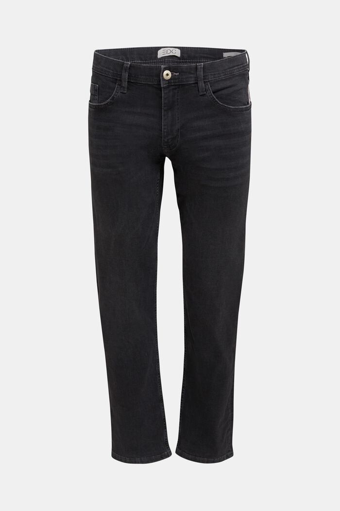 Basic jeans met biologisch katoen, BLACK DARK WASHED, detail image number 0
