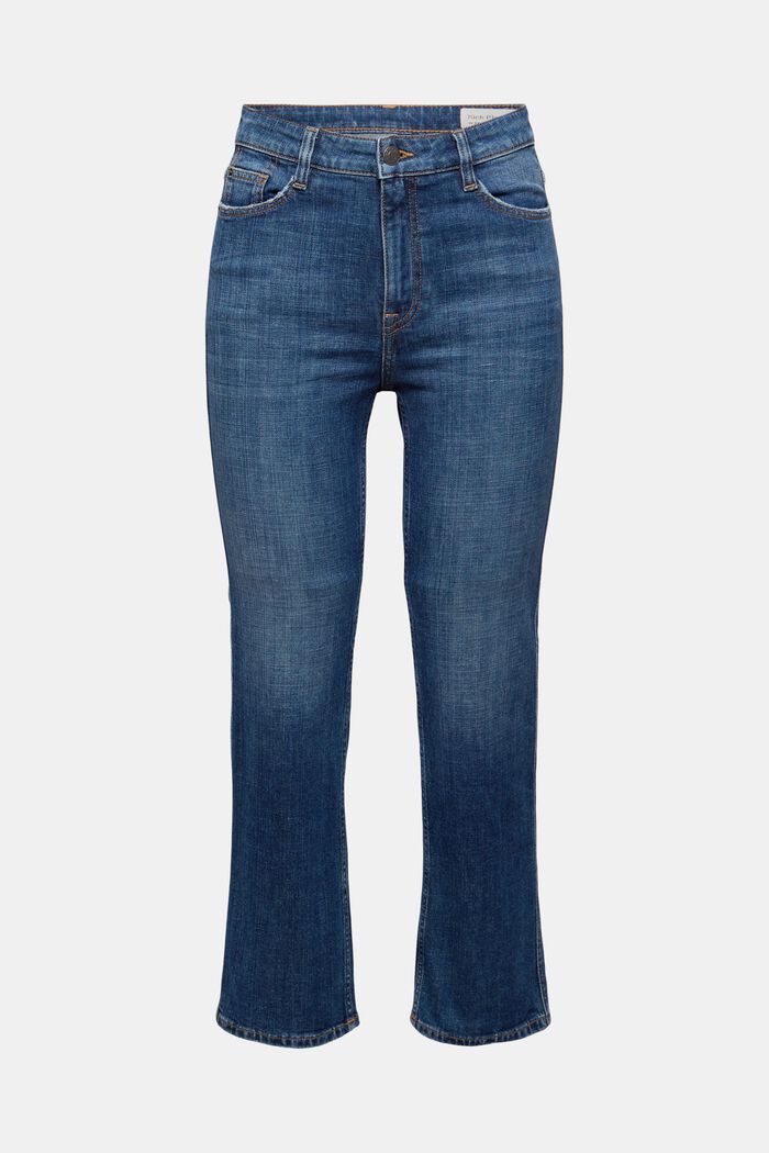 Cropped jeans met kick flare, BLUE DARK WASHED, detail image number 8