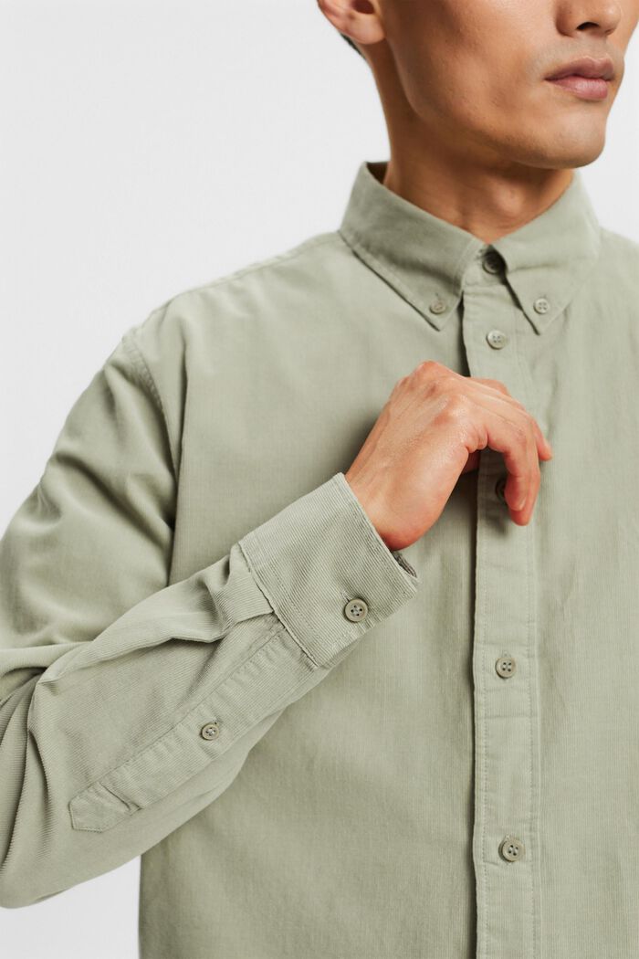 Overhemd van corduroy, 100% katoen, DUSTY GREEN, detail image number 2