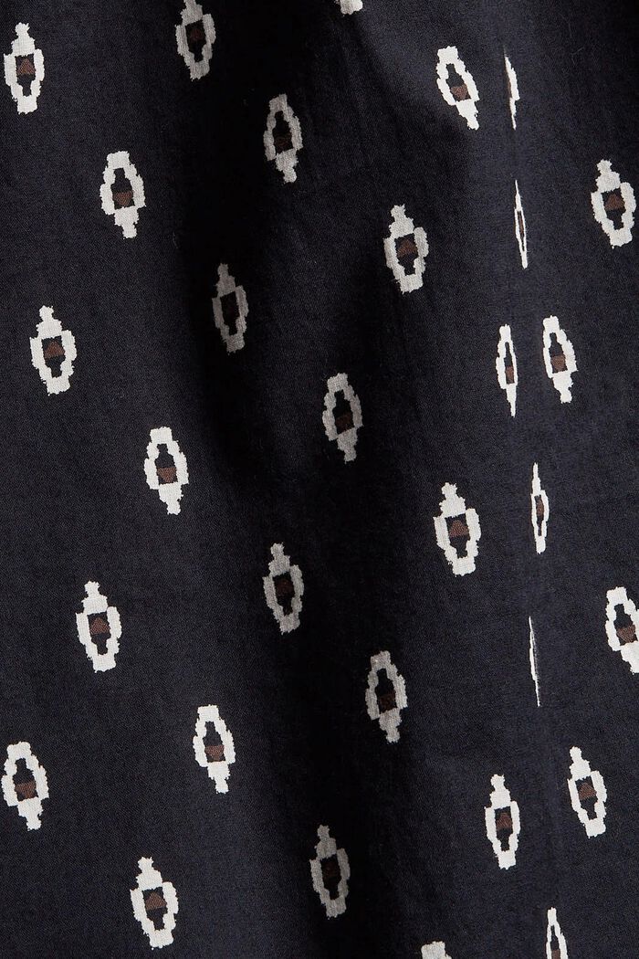 Gesmokte blouse met print van organic cotton, BLACK, detail image number 4