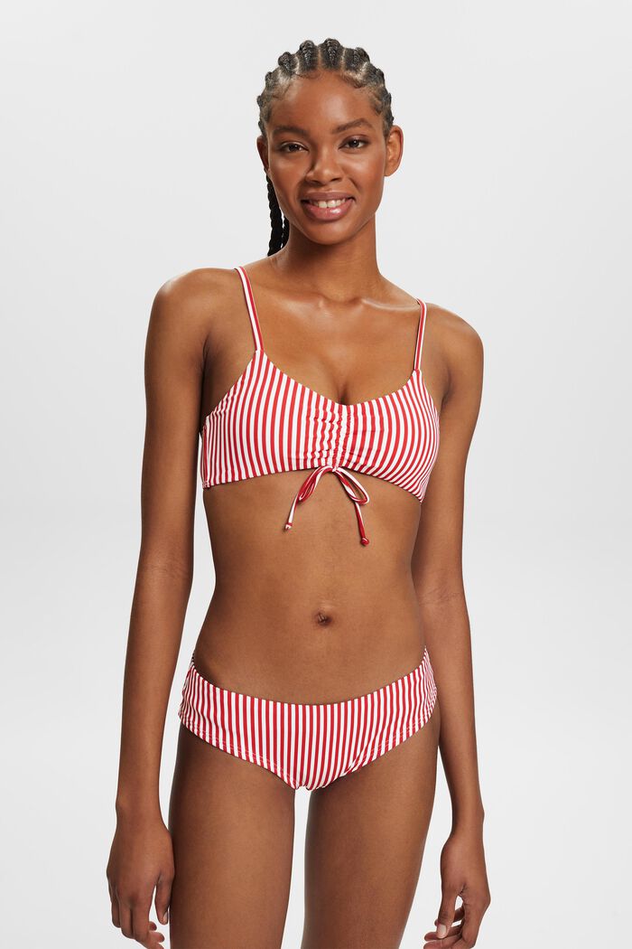 Gestreepte, gewatteerde bikinitop, DARK RED, detail image number 0