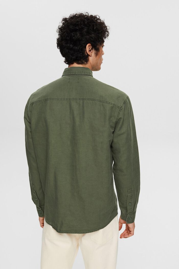 Van een linnenmix: oversized overhemd, GREEN, detail image number 3