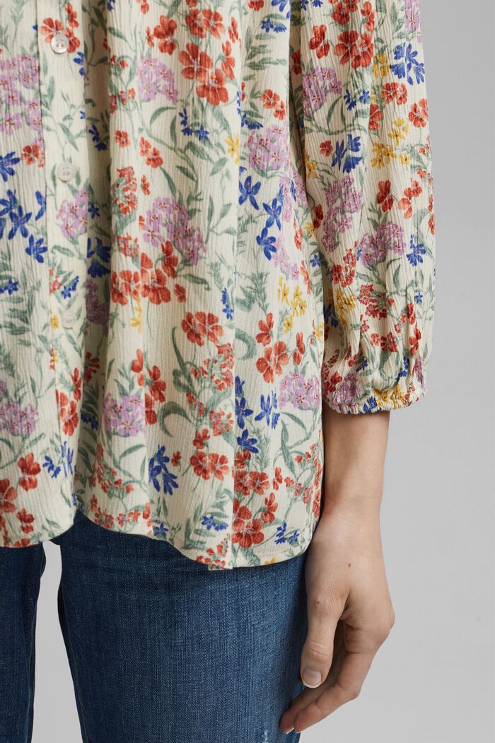 Crinkle-blouse met millefleursprint, OFF WHITE, detail image number 5