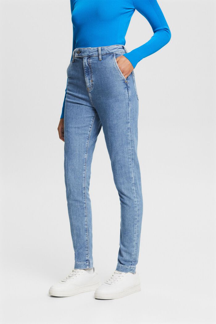 Slim jeans met hoge taille, BLUE LIGHT WASHED, detail image number 0