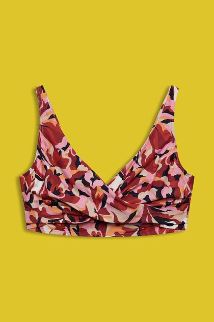 Ongewatteerde bikinitop met beugels en bloemenprint