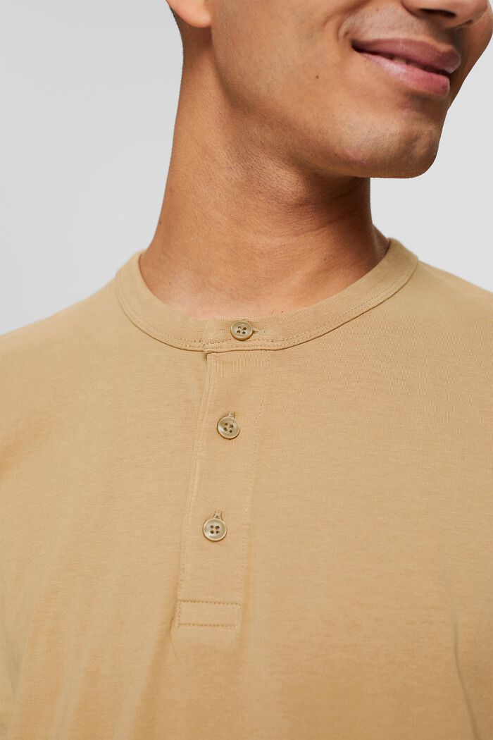 Jersey T-shirt met knoopsluiting, BEIGE, detail image number 1