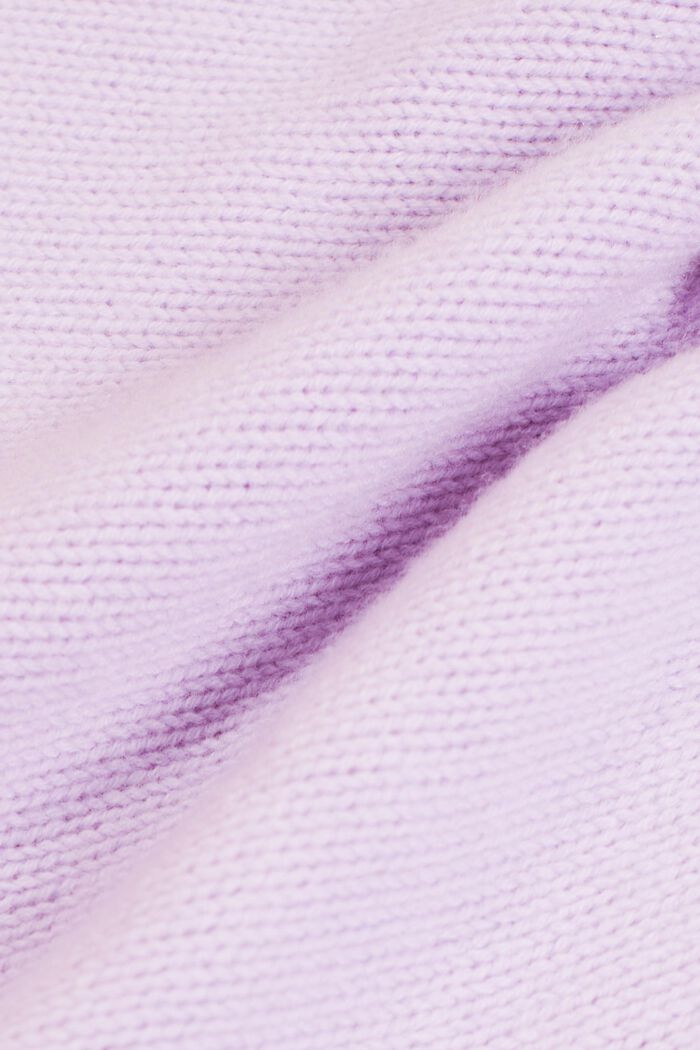 Grofgebreide trui van wol en kasjmier met logo, LAVENDER, detail image number 5
