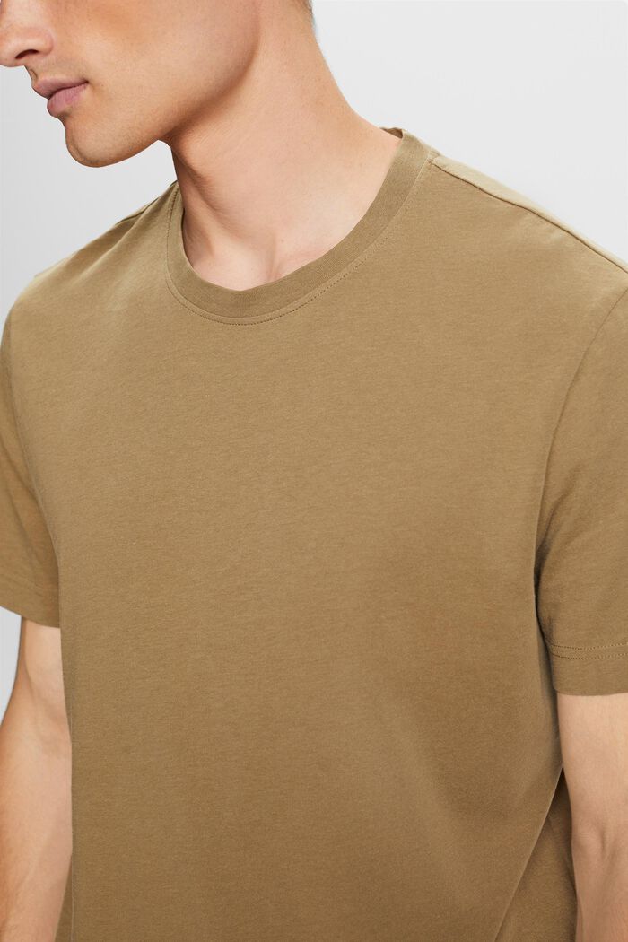 Jersey T-shirt met ronde hals, 100% katoen, KHAKI GREEN, detail image number 2