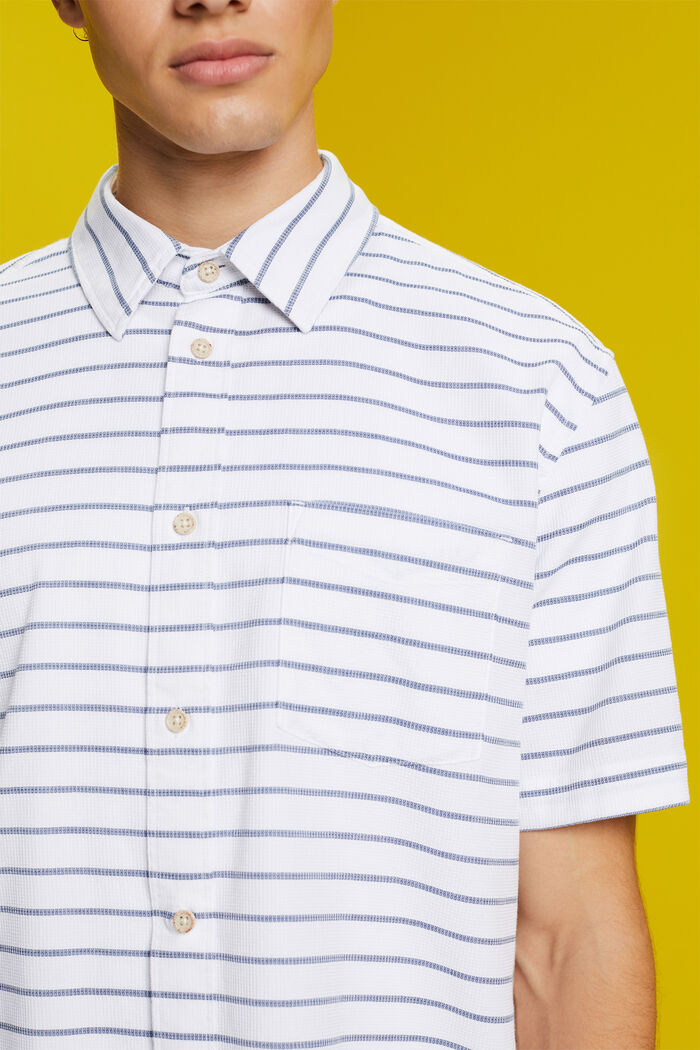 Gestreept shirt van wafelpiqué, 100% katoen, WHITE, detail image number 2