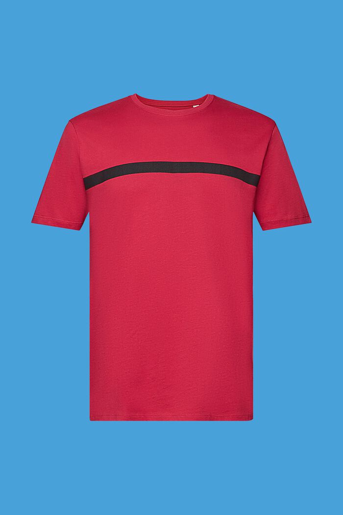 Katoenen T-shirt met contrasterende streep, DARK PINK, detail image number 6