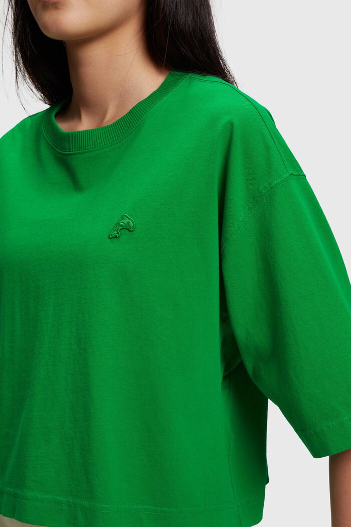 Cropped T-shirt met dolfijnenpatch, GREEN, detail image number 2