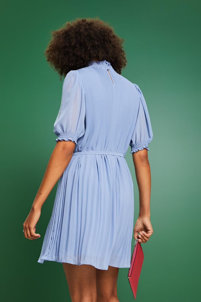 Mini-jurk met opstaande kraag van geplooid chiffon, BLUE LAVENDER, detail image number 2