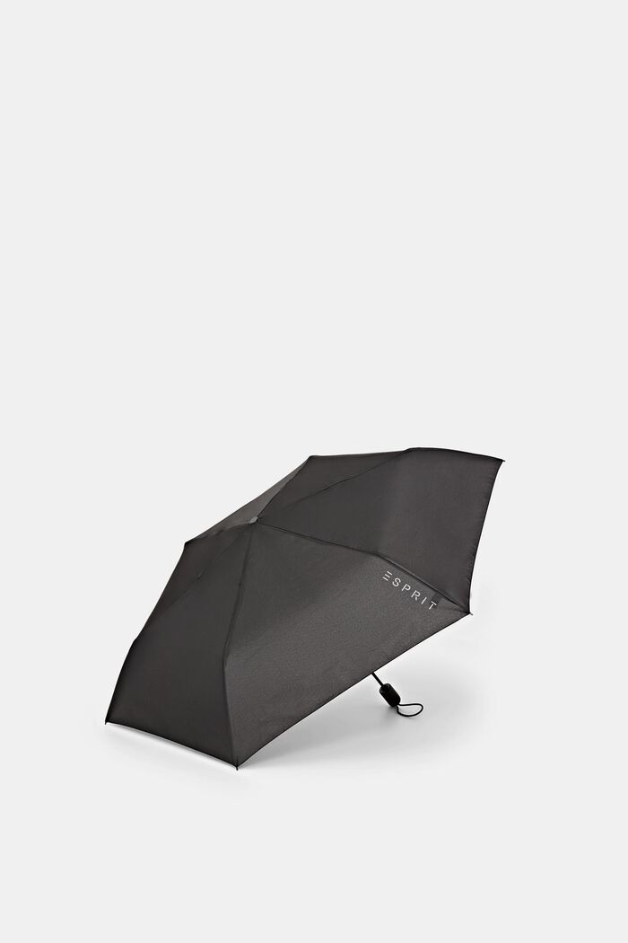 Opvouwbare, zwarte easymatic slimline paraplu, BLACK, detail image number 2
