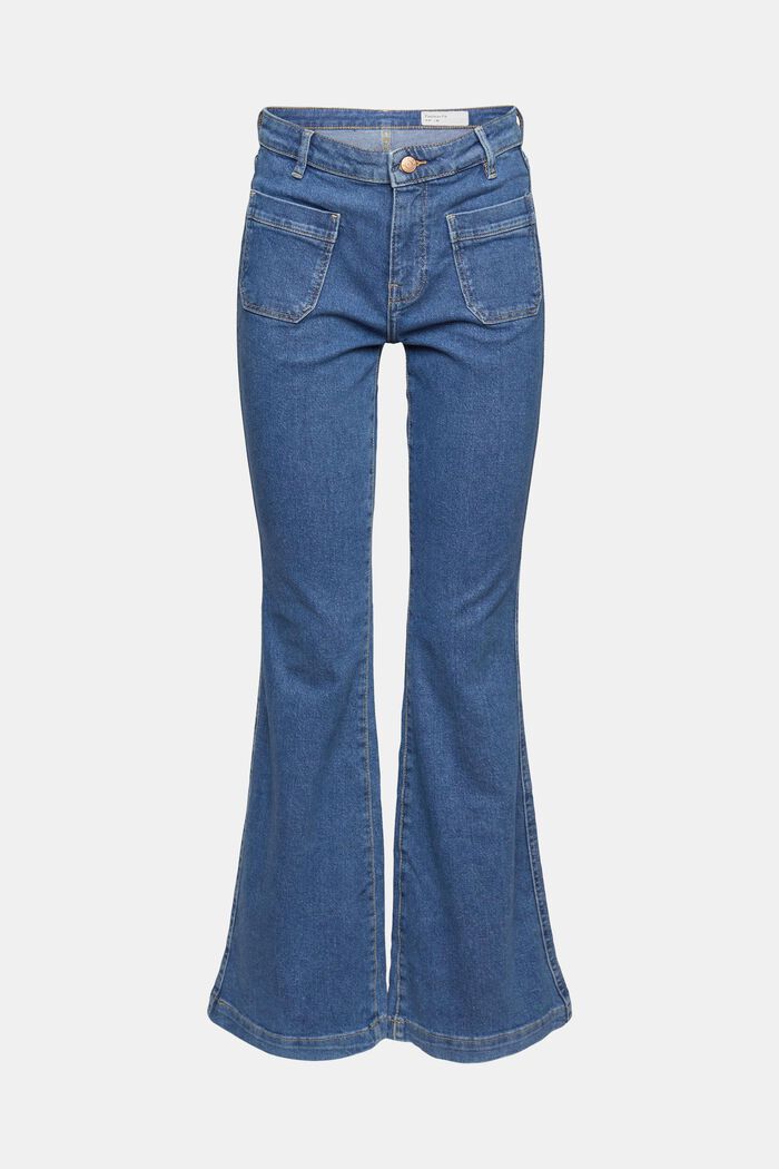 Bootcut jeans met opgestikte zakken, BLUE MEDIUM WASHED, detail image number 8