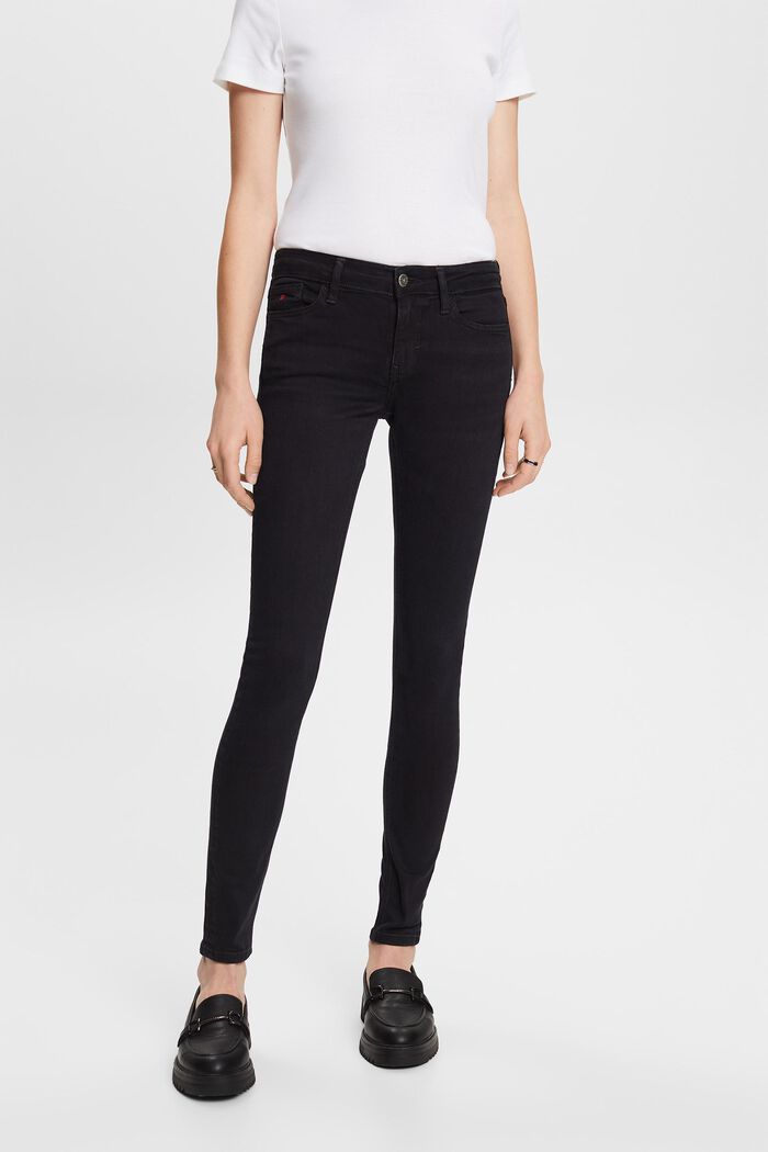 Premium skinny jeans met middelhoge taille, BLACK DARK WASHED, detail image number 2