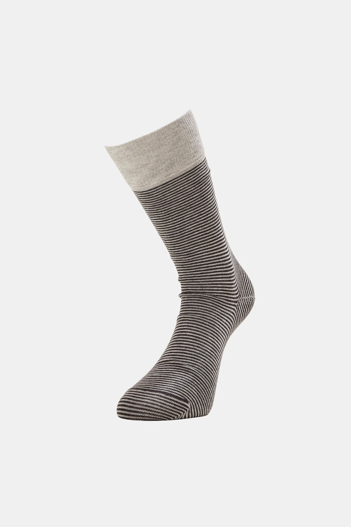 Set van 2 paar gestreepte sokken van een katoenmix, GREY, detail image number 0