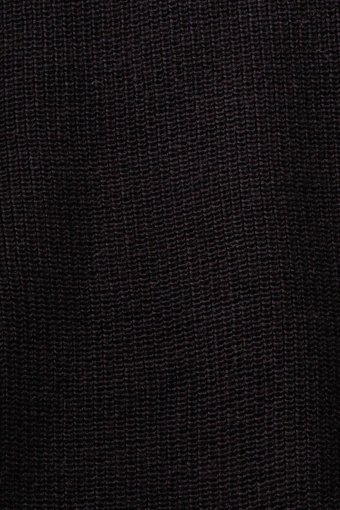 Ribgebreide trui met vleermuismouwen, BLACK, detail image number 5