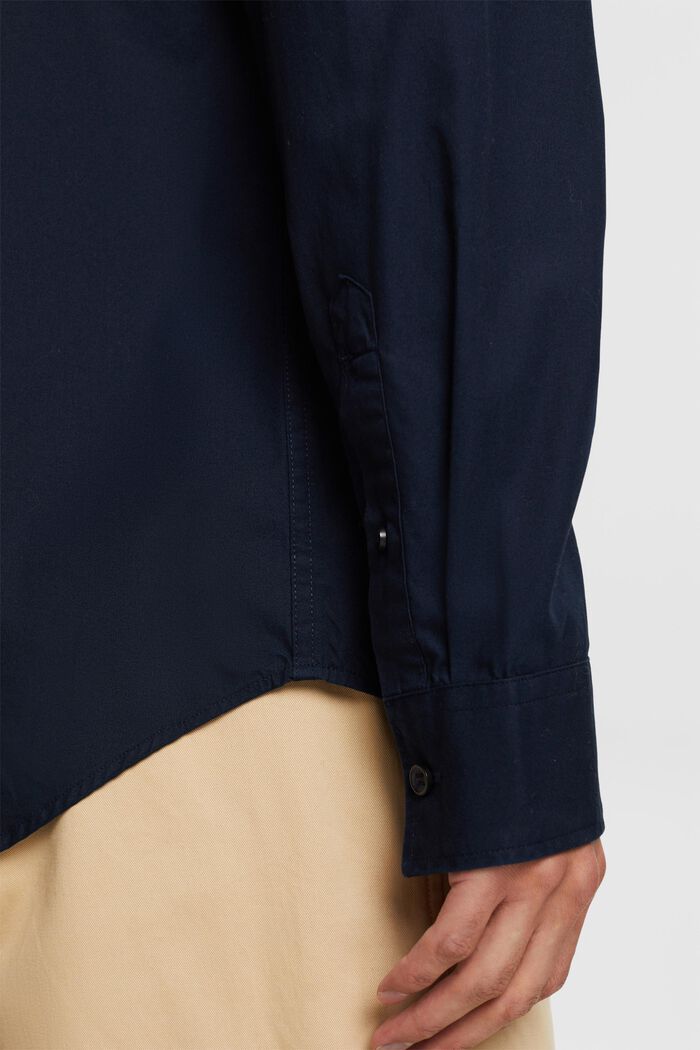 Popeline overhemd met buttondownkraag, 100% katoen, NAVY, detail image number 2
