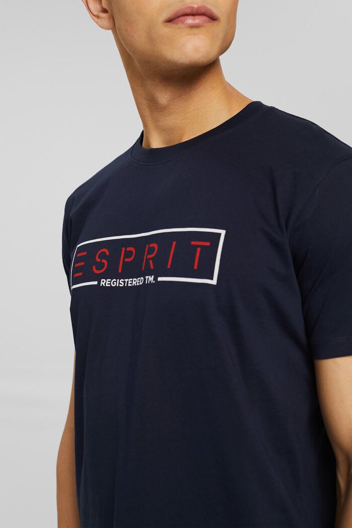Jersey T-shirt met logo, 100% katoen, NAVY, detail image number 1