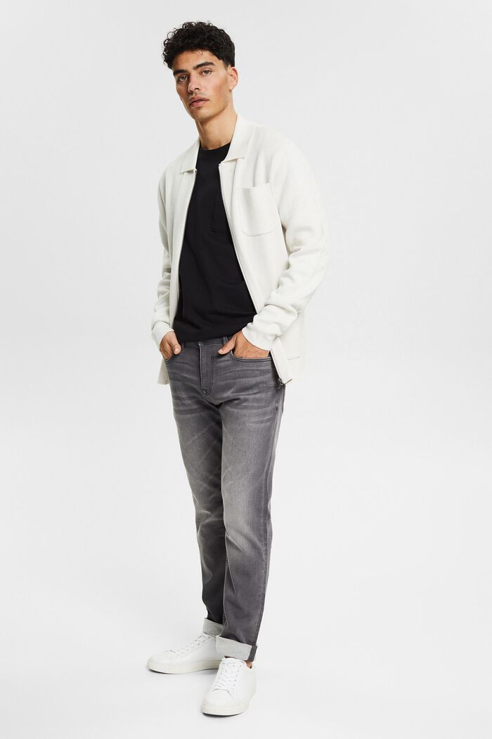 Jogger jeans met een denim look van een katoenmix, GREY MEDIUM WASHED, overview