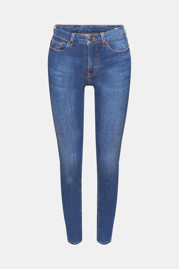 Skinny jeans van duurzaam katoen, BLUE MEDIUM WASHED, detail image number 7