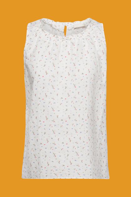 Mouwloze blouse met bloemenprint, van een linnenmix