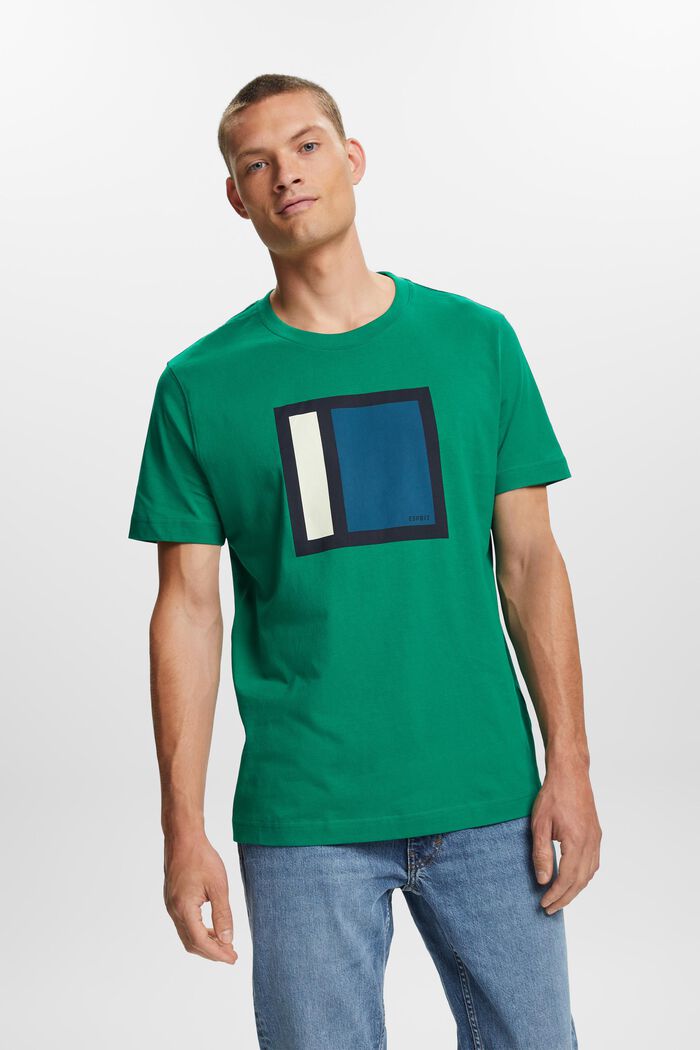 Grafisch T-shirt van katoen-jersey, DARK GREEN, detail image number 0