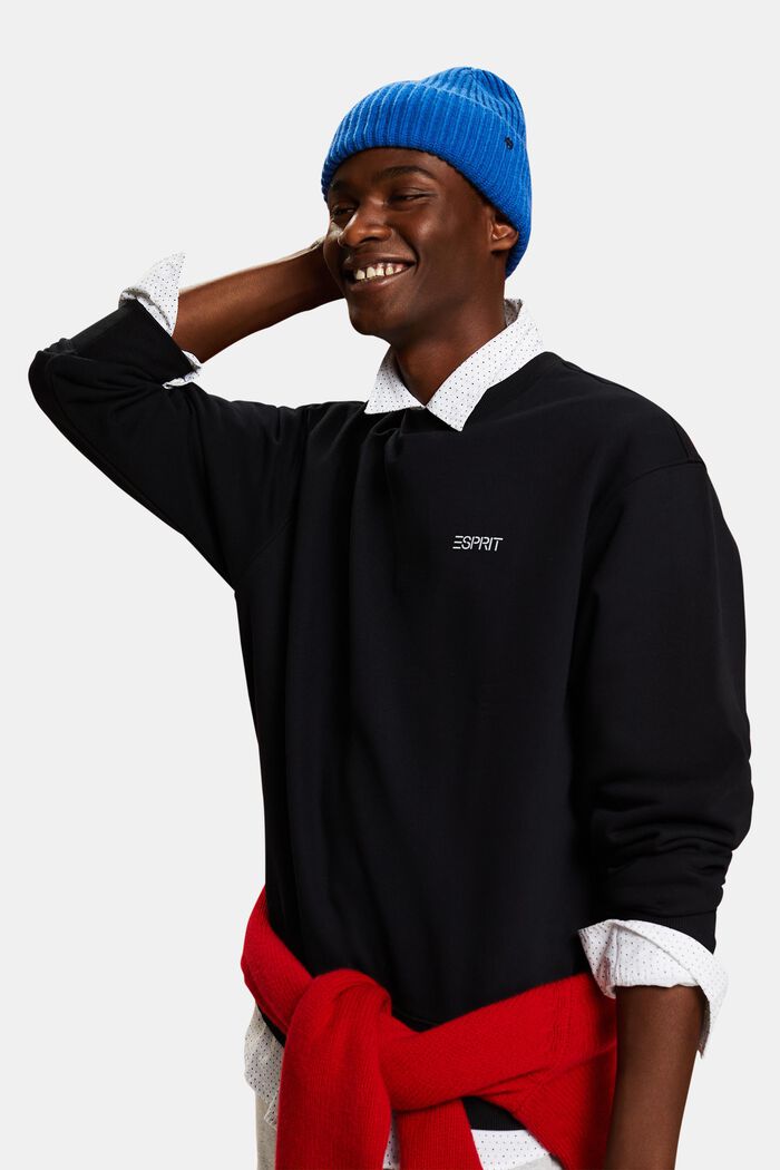 Uniseks fleece sweatshirt met logo, BLACK, detail image number 4