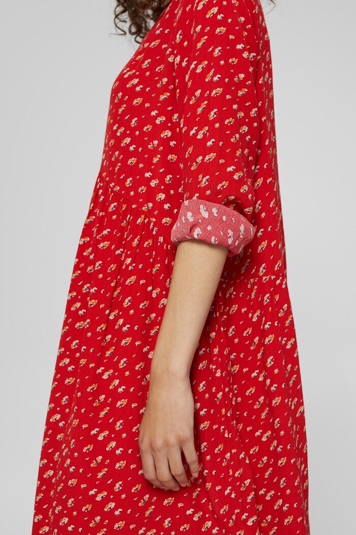 Gebloemde midi-jurk van LENZING™ ECOVERO™, RED, detail image number 3
