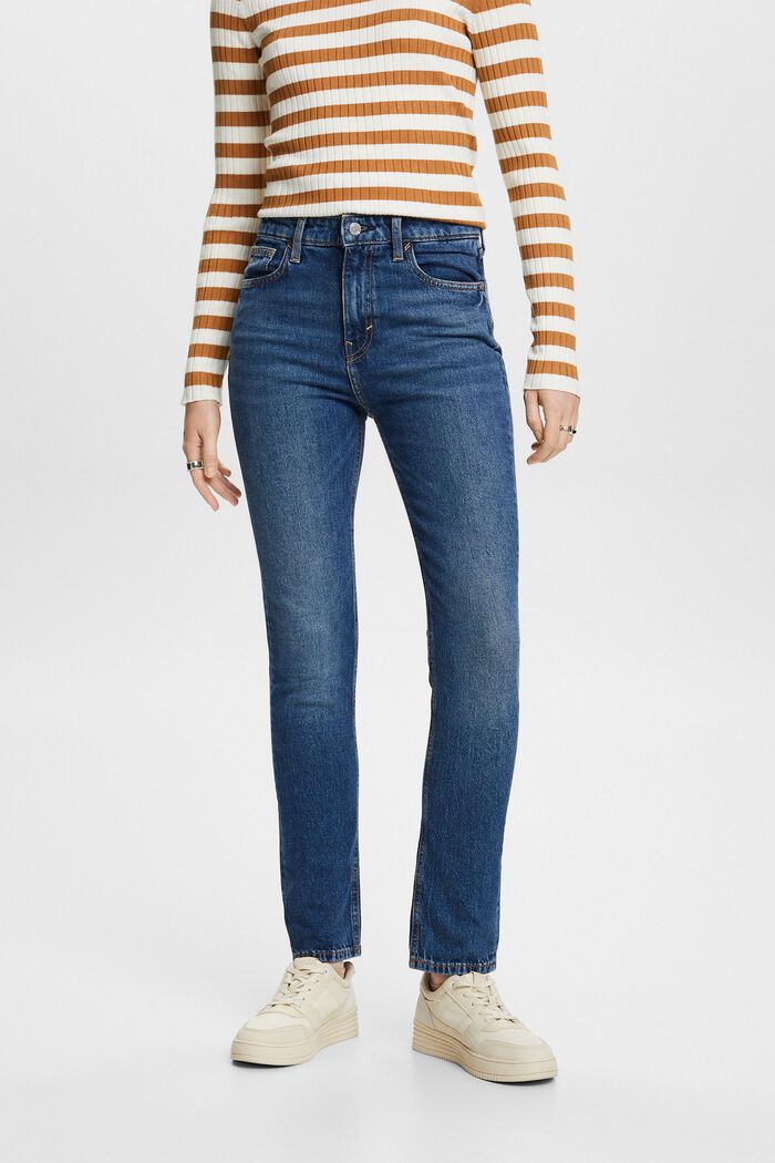 Slim jeans met hoge taille, BLUE MEDIUM WASHED, detail image number 1