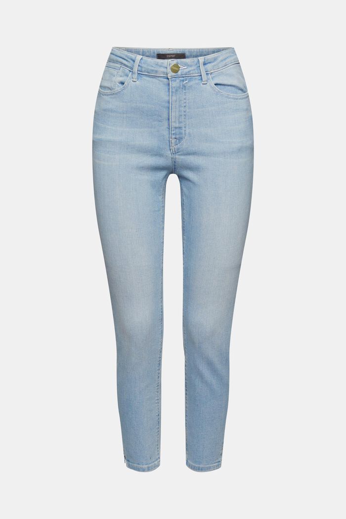 Jeans met hoge taille en zoomsplitten, BLUE LIGHT WASHED, detail image number 6