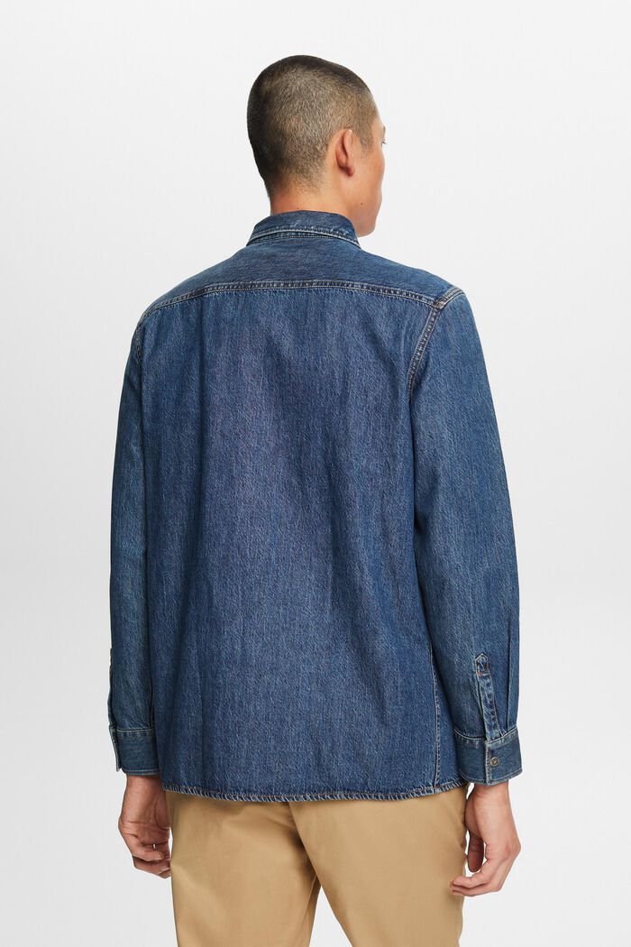 Jeans shirt, 100% katoen, BLUE MEDIUM WASHED, detail image number 3