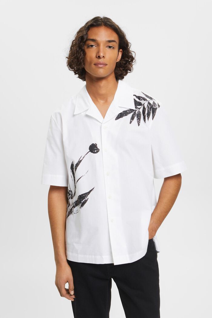 Overhemd met grote bloemenprint, WHITE, detail image number 0
