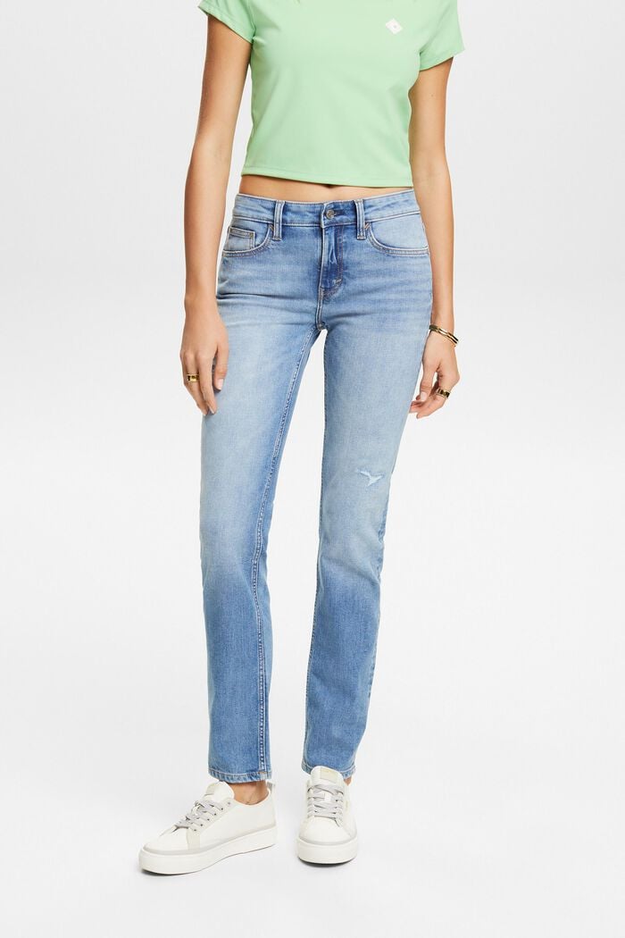 Straight jeans met middelhoge taille, BLUE MEDIUM WASHED, detail image number 0