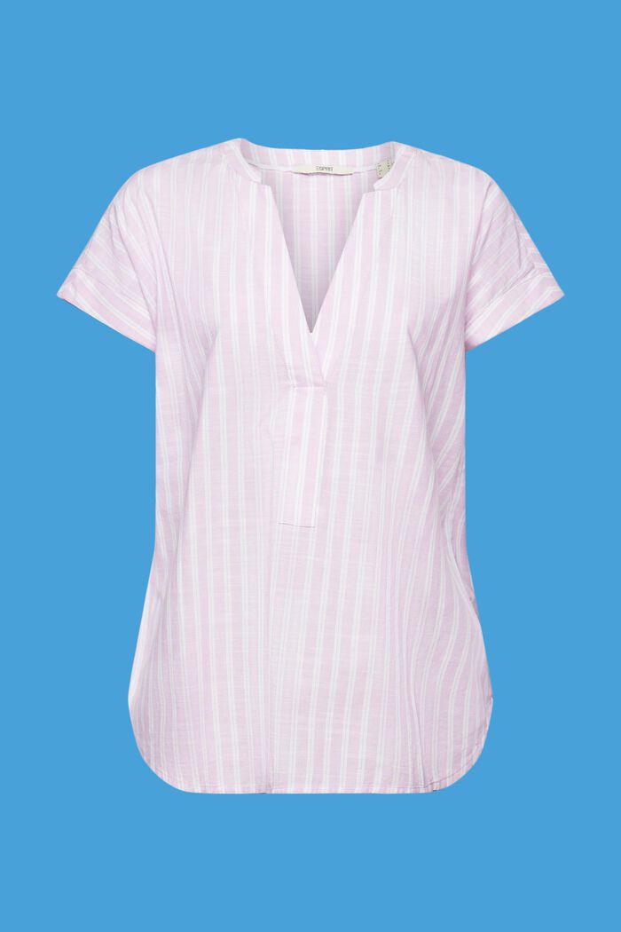 Gestreepte katoenen blouse, LILAC, detail image number 6