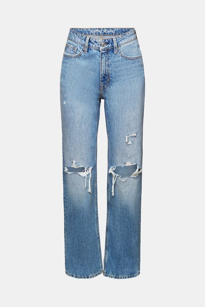 Retro jeans met rechte pijpen, BLUE MEDIUM WASHED, detail image number 6
