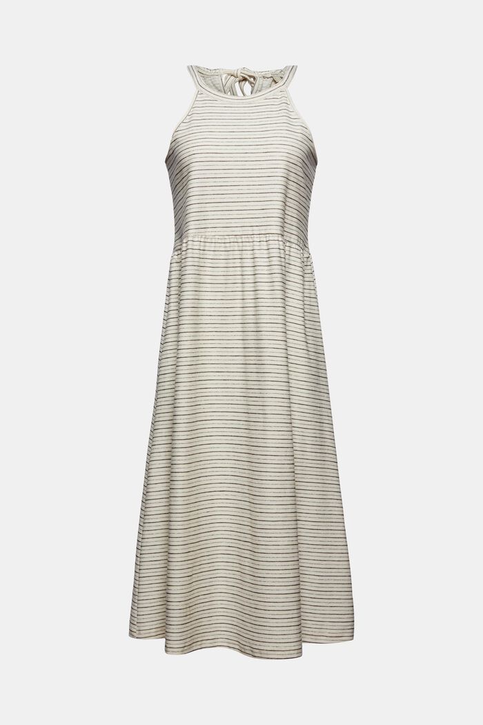 Midi-jurk met strepen, van een mix met biologisch katoen, OFF WHITE, overview