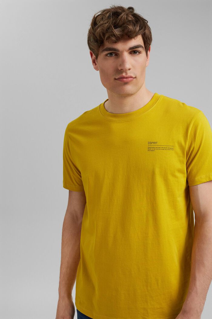 Jersey T-shirt met print, 100% biologisch katoen, YELLOW, detail image number 4
