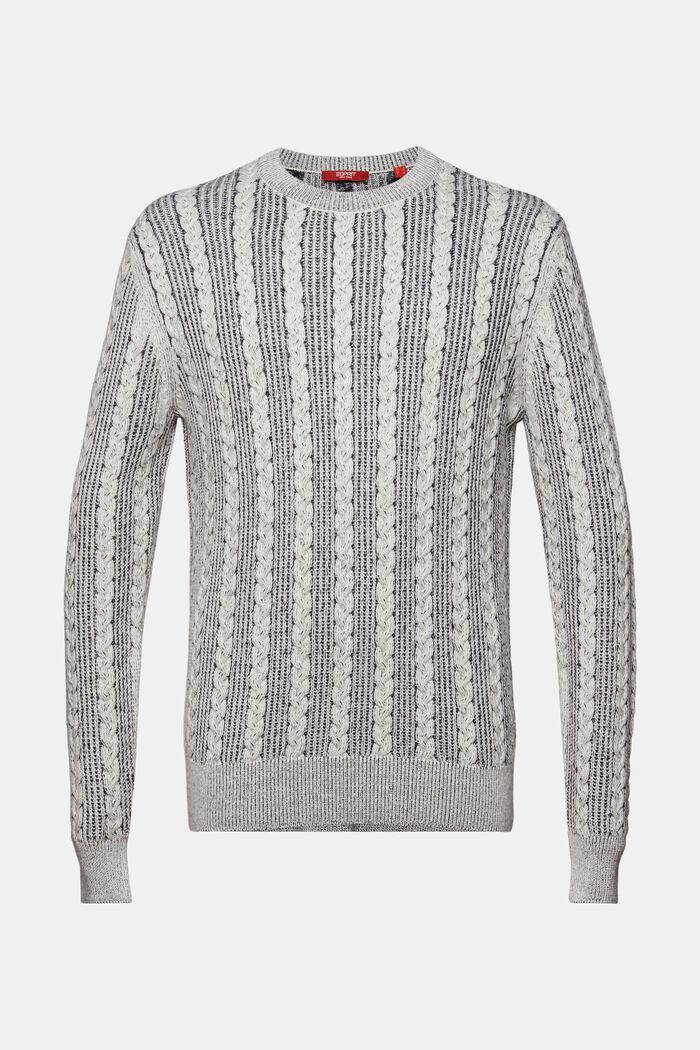 Sweater met kabelpatroon en ronde hals, NAVY, detail image number 7