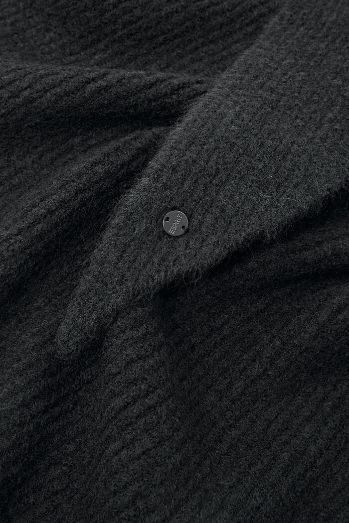 Ribgebreide, driehoekige sjaal, BLACK, detail image number 1