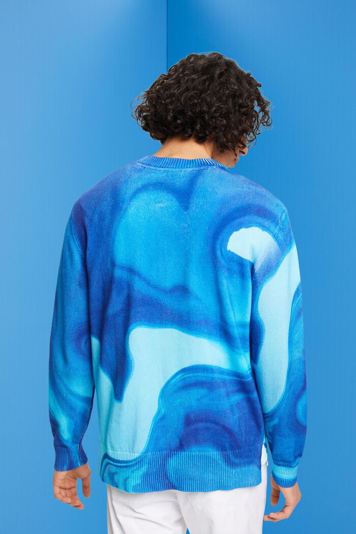 Geweven trui van katoen met motief all-over, BLUE, detail image number 3